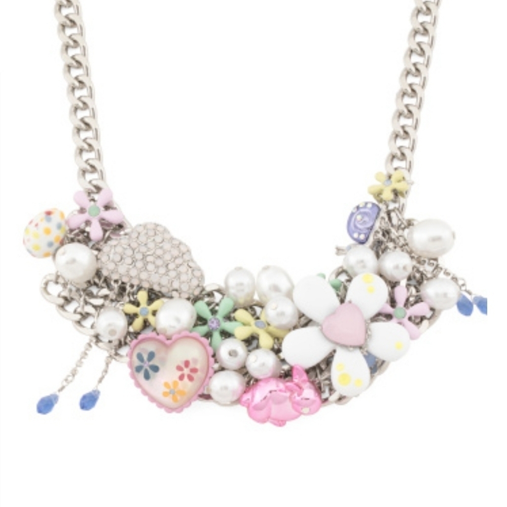 🐇▪️Betsey johnson▪️ flower easter bunny bib statement 19in necklace - Picture 7 of 13